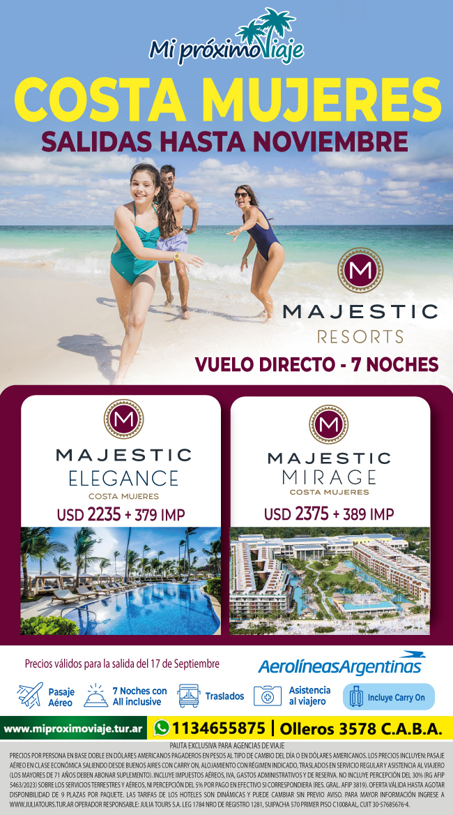 COSTA MUJERES con MAJESTIC RESORTS - SALIDAS hasta NOVIEMBRE !